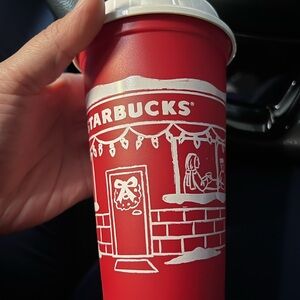 Starbucks Festive Red Cup with White Design